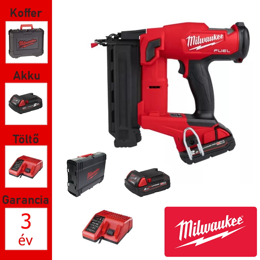 Milwaukee 18V finiselő szögbelövő + 2 akku, töltő, koffer